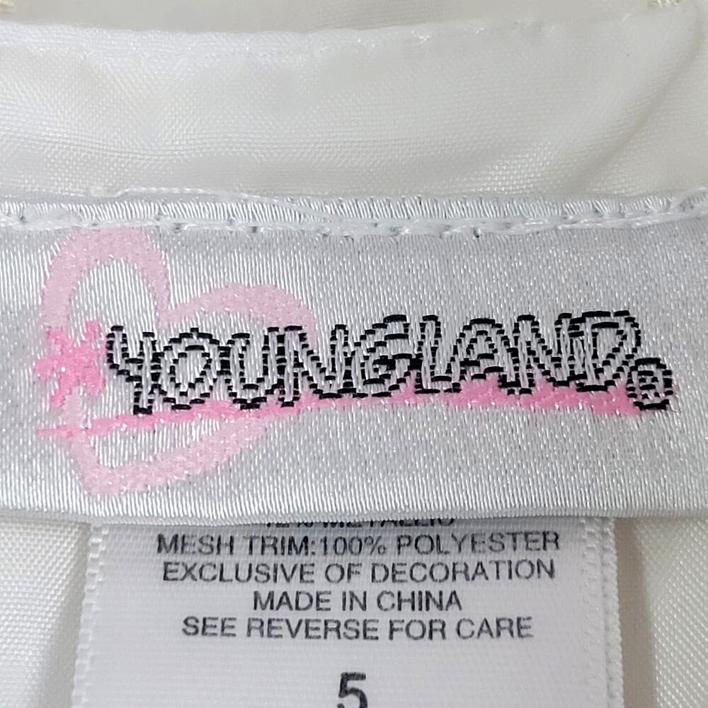 Girls Youngland White and Gold Sheer Multi-layered Dress Size 5 - Picture 4 of 7